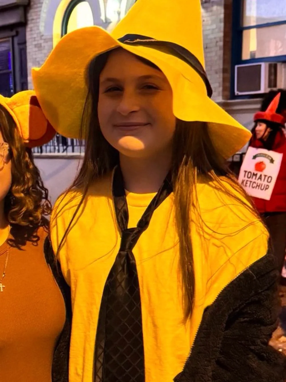 Yellow Kids Witch or Man in Yellow Hat and Polka Dot Tie Costume Set